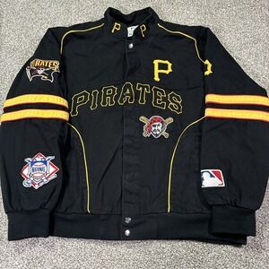 VINTAGE MAJESTIC PITTSBURGH PIRATES JACKET CARL BANKS WITH PATCHES ALL OVER XXl
